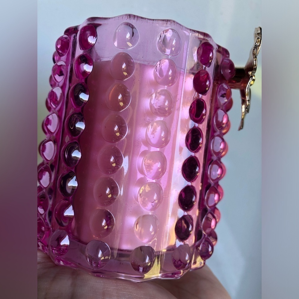 Pink Glass Candle With Gold Flower - Picture 5 of 6